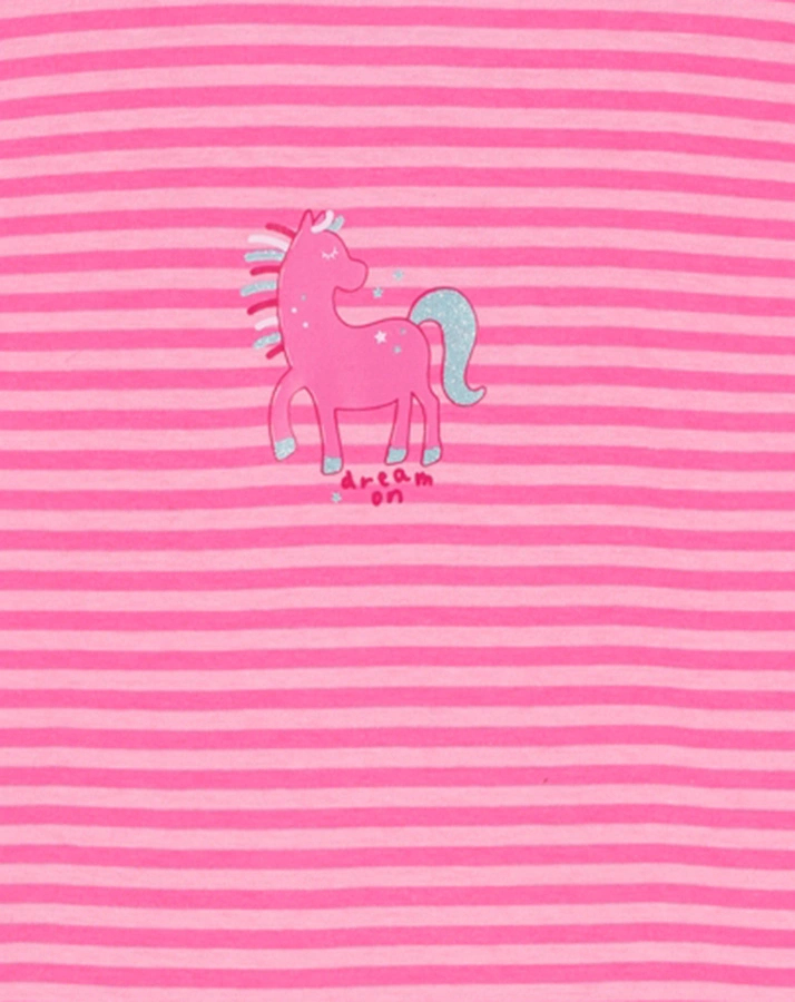 Schlafanzug lang PINK HORSE gestreift in rosa