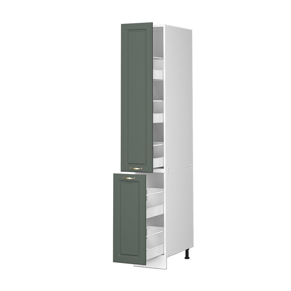 Vicco Apothekerhochschrank Küchenschrank Küchenmöbel Fame-Line Weiß Grün-Gold Landhaus 30 cm Küche Einbauküche Einschübe Aufbewahrung Küchenzeile