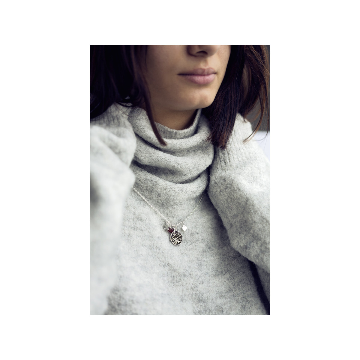 Collier laiton rhodié verseau