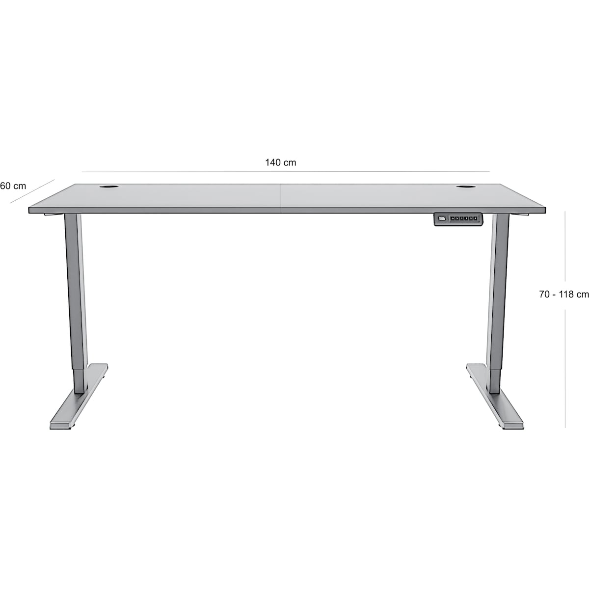 Piranha E-Base 140 høydejusterbart skrivebord (hvit)