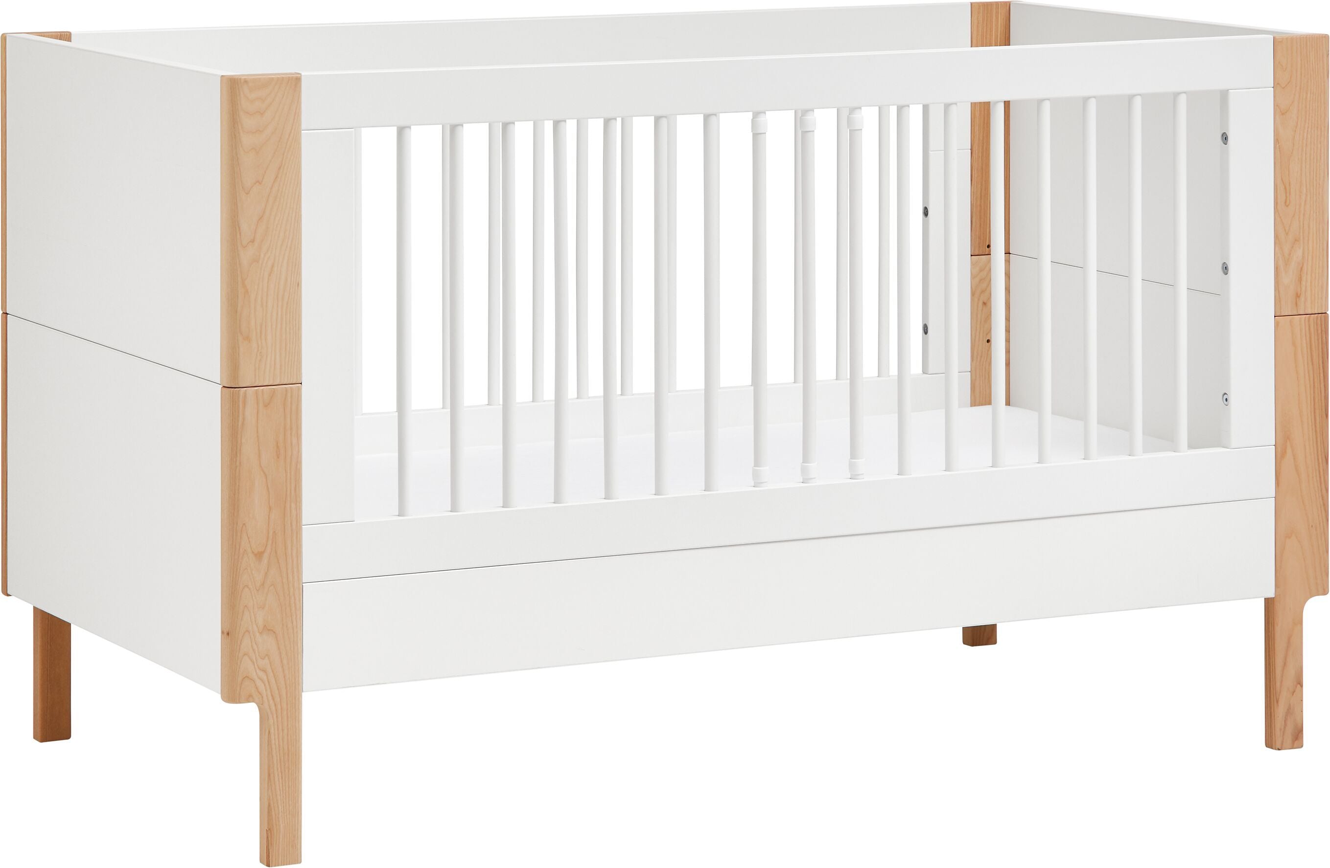 NIDO Babybett - Weiss lackiert / B: 145.6 cm x T: 75.6 cm x H: 88.0 cm