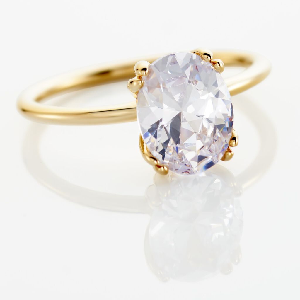 Bague Solitaire Plaqué Or Liber Oxyde De Zirconium