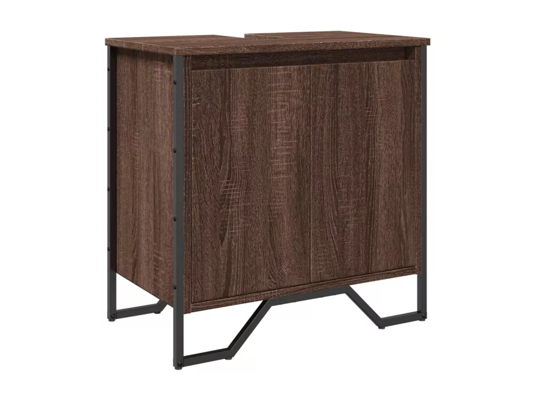 Armoire lavabo de salle de bain chêne marron 60x35x60 cm