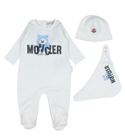 Moncler S?t - Heldragt/Savlesm?k/Hue - Off White m. Bl?