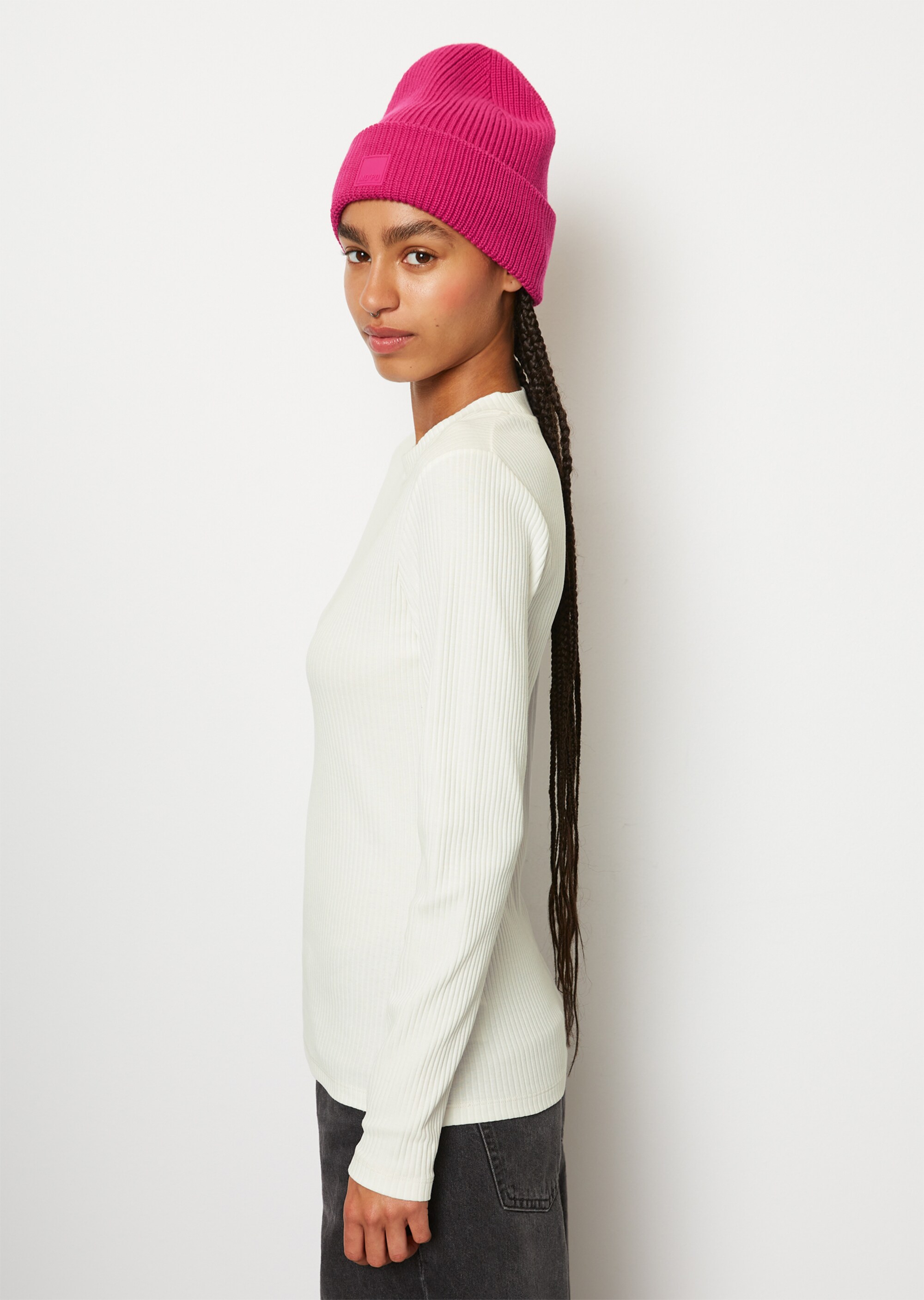 Geripptes Rundhals-Longsleeve regularaus Organic Cotton-Jersey