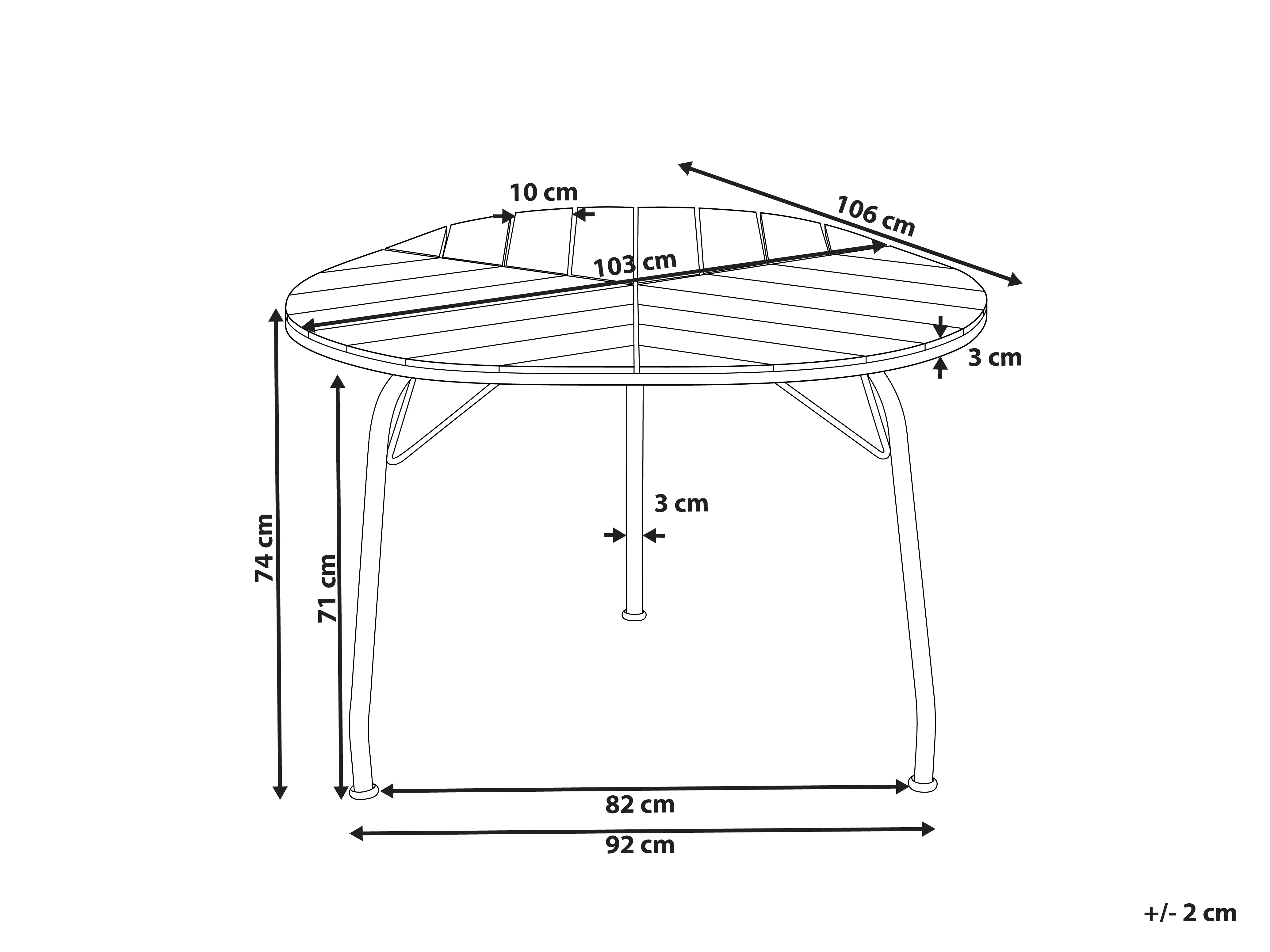 Tuin eettafel VARENNA 106 cm 103 cm Acaciahout Bruin