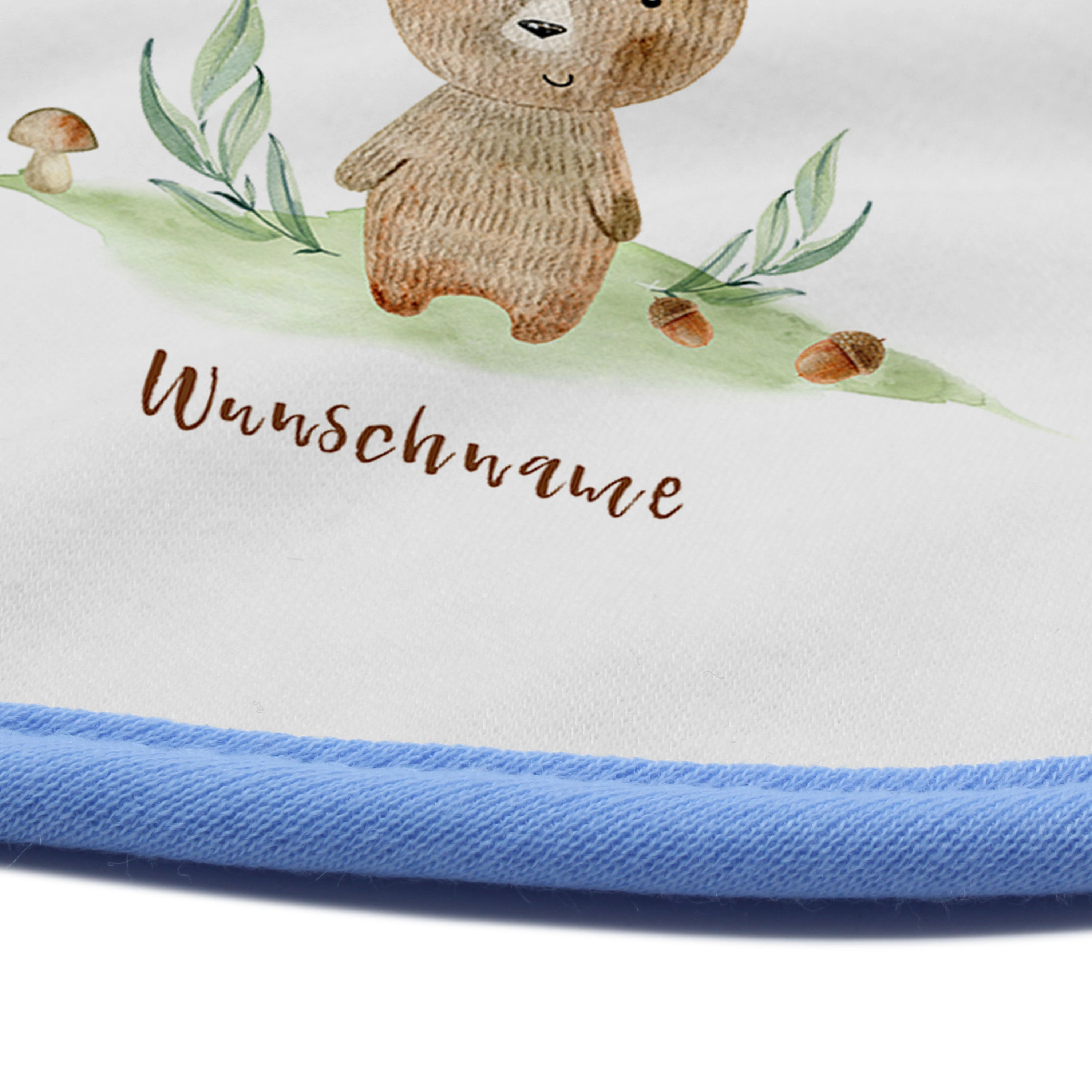 Baby-Lätzchen mit Namen, blau (Motiv: Bär)
