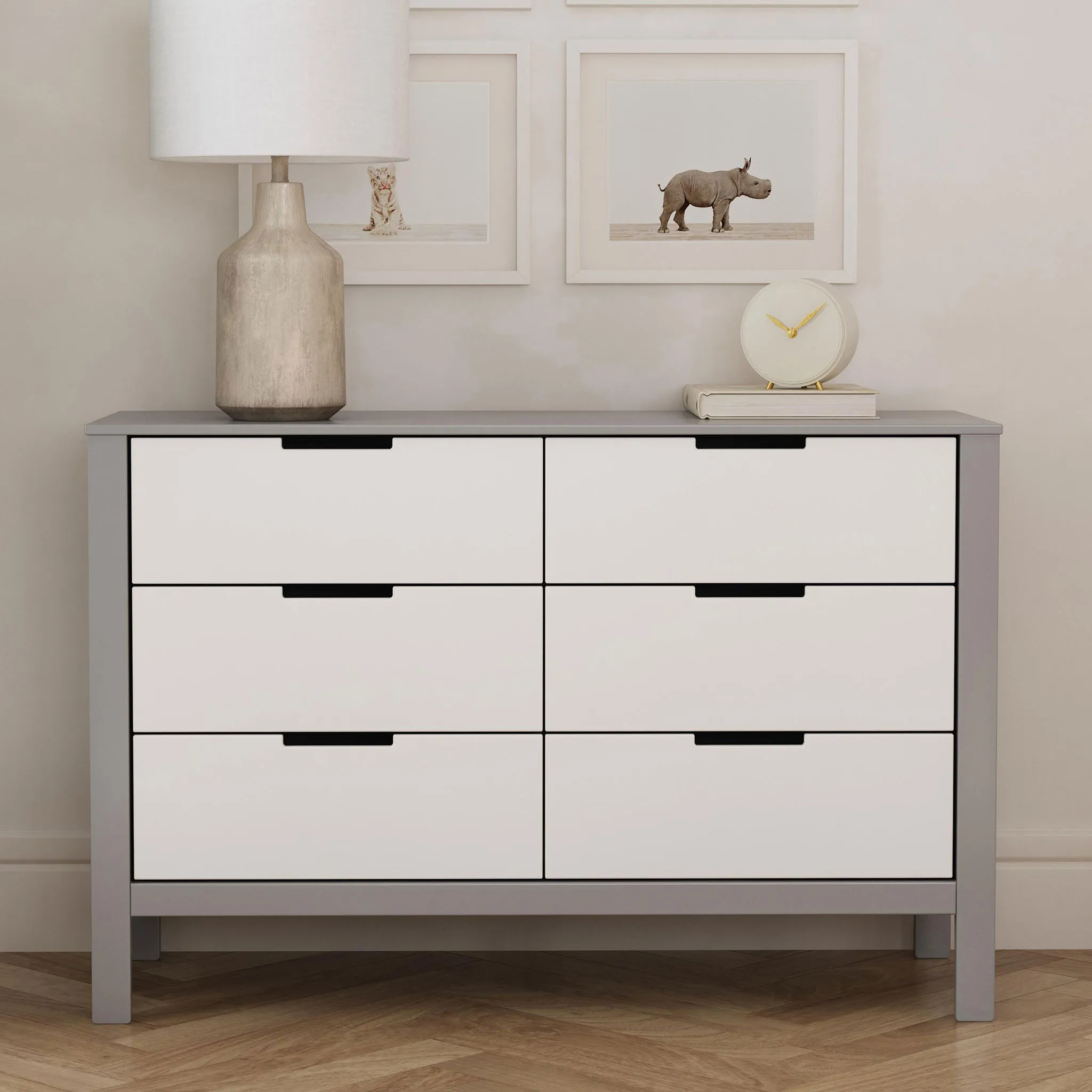DaVinci Bureau 6 Tiroirs Colby - Gris Blanc
