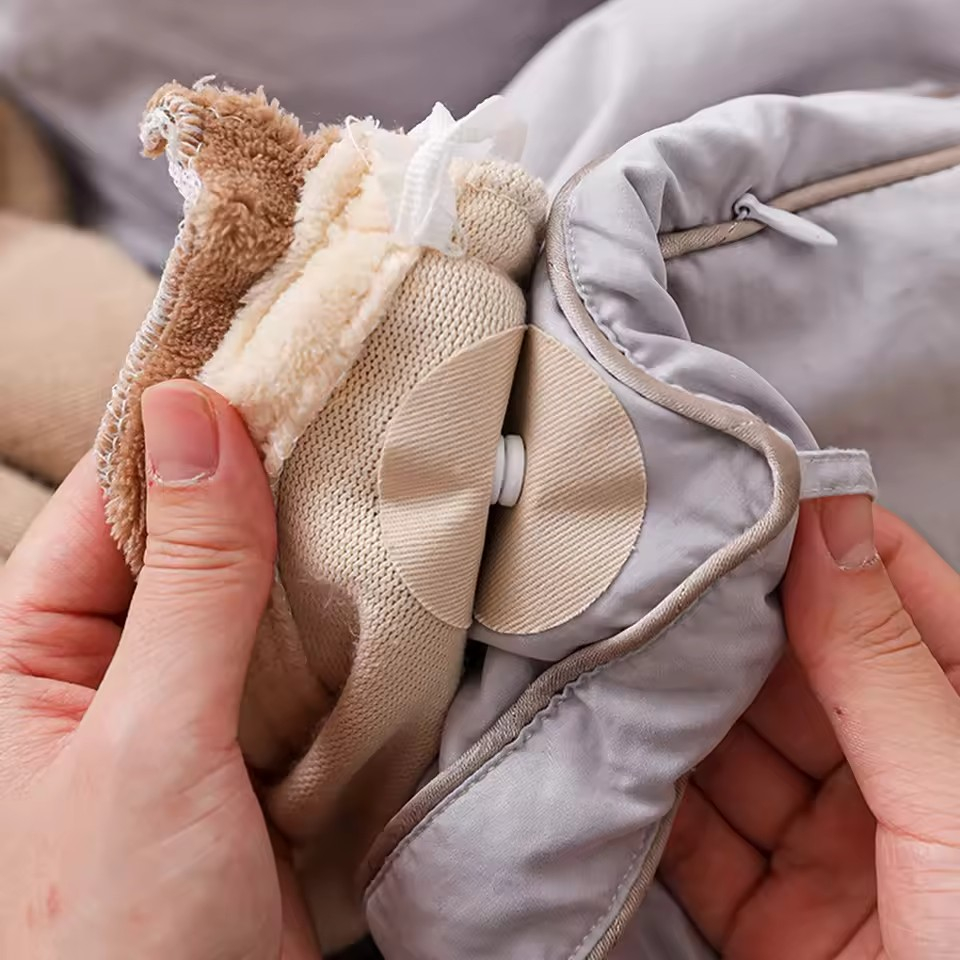 (4er Set) Ø45mm Selbstklebende Bettdecke Druckknöpfe Bettlaken Halter Einweg Bettwäsche Pad - Beige