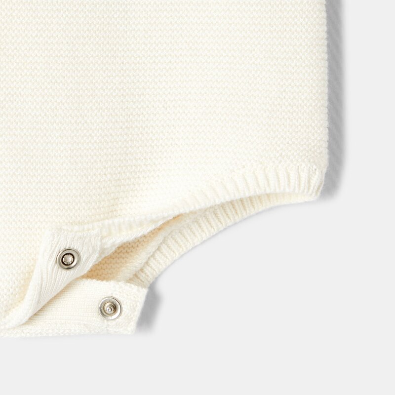 Barboteuse à bretelles en tricot blanc naissance Absorba Blanc