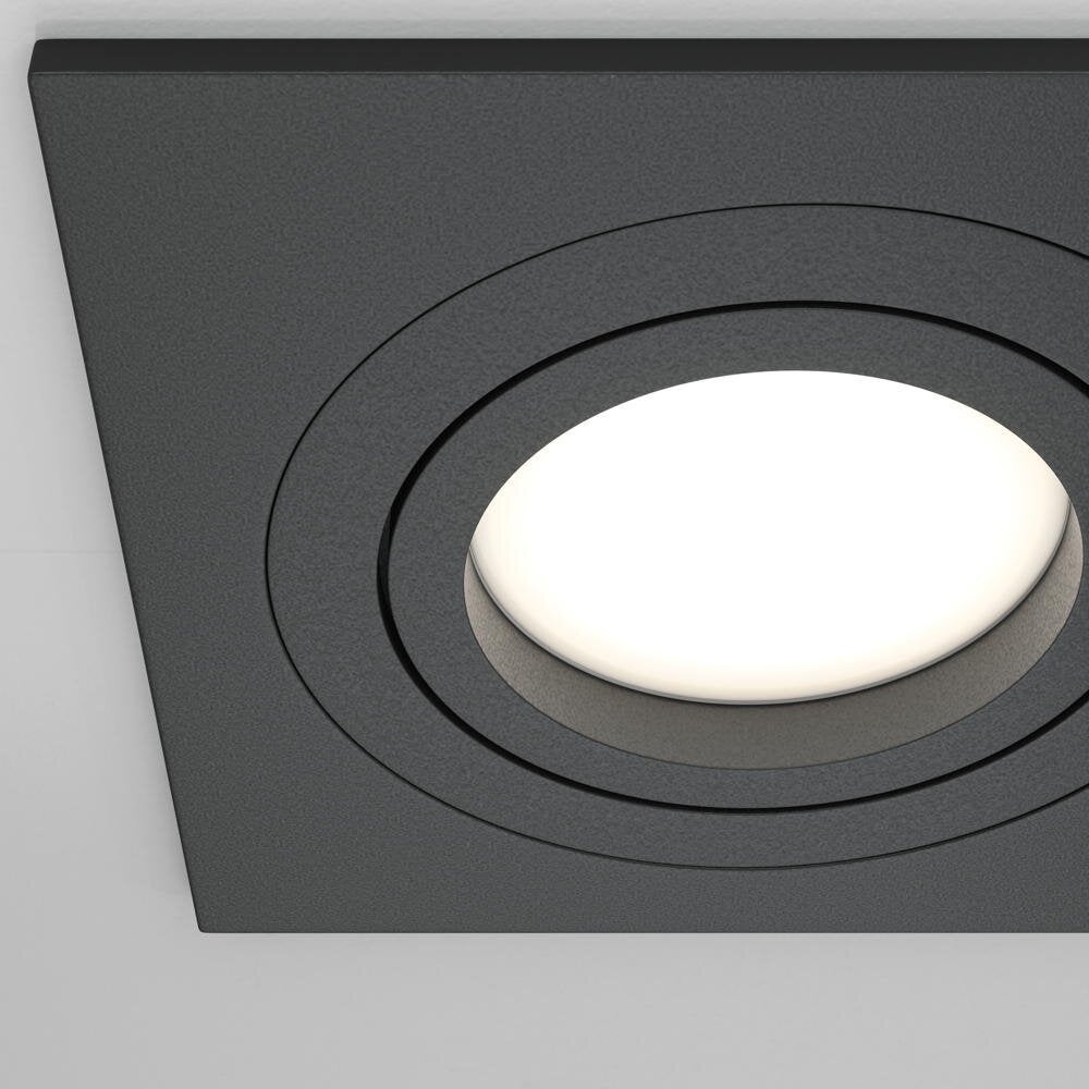 Atom inbouwplafondlamp in zwart, GU10, vierkant, 92mm