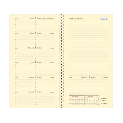 Agenda Soho Italsept spiralé avec répertoire - 1 semaine sur 2 pages - 8,8 x 17 cm - noir - Quo Vadis