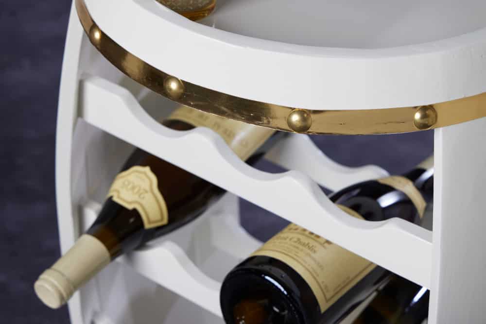 Design Weinfass BODEGA WHITE 65cm weiß gold Pinie Flaschenregal 14 Flaschen