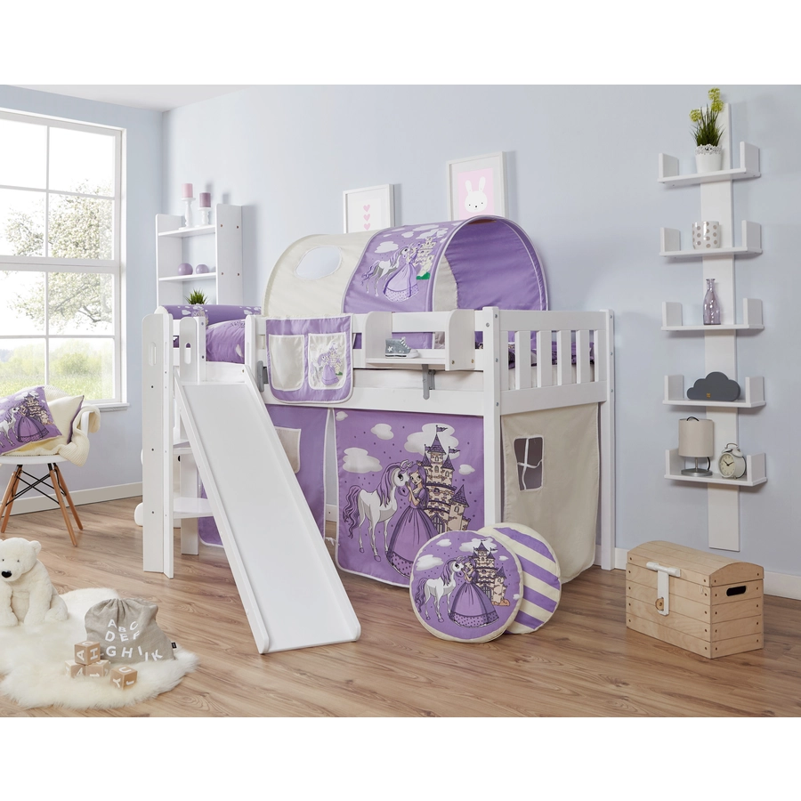 TiCAA Podestbett Ekki Buche weiß Horse lila