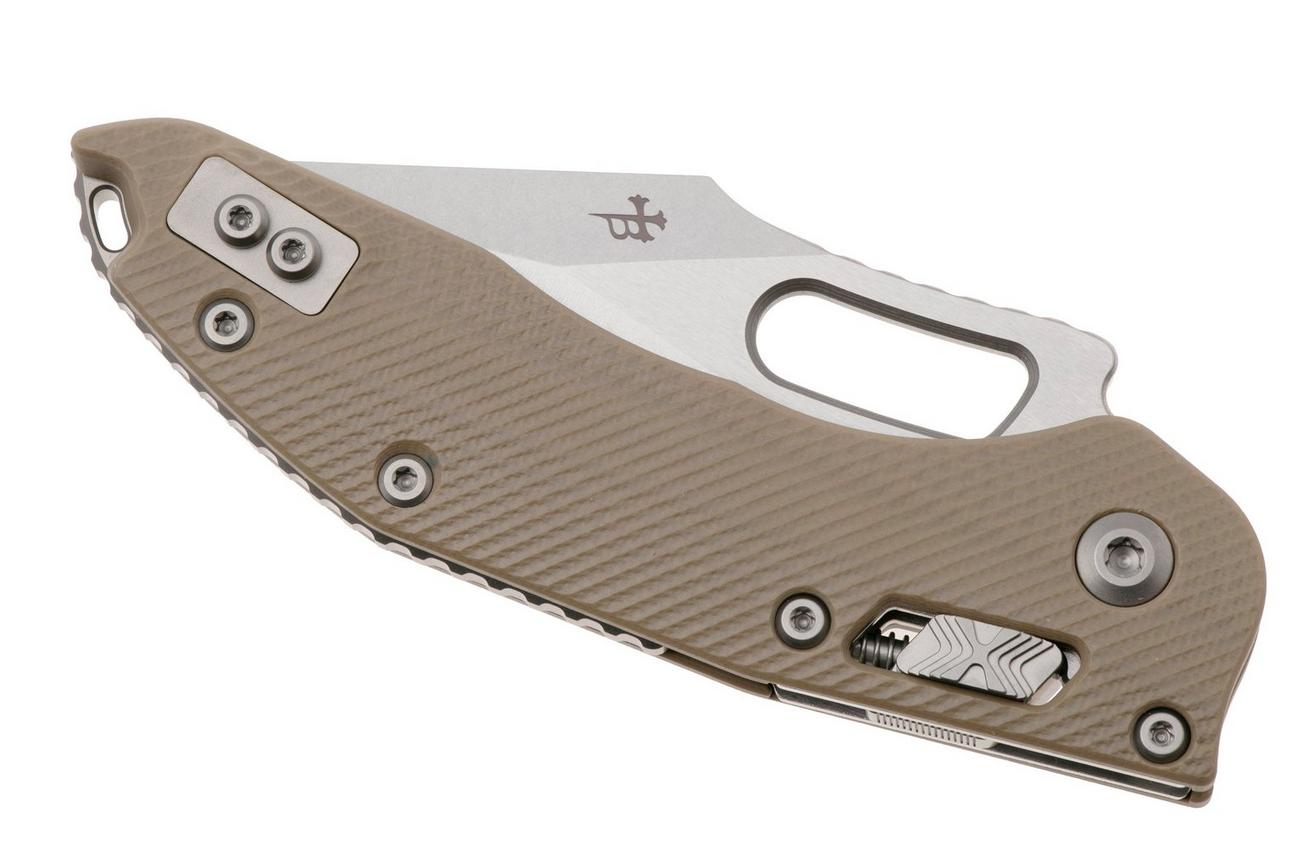 Microtech Stitch 169RL-10FLGTTA, Stonewashed M390MK, Fluted Tan G10 zakmes, Borka Blades design