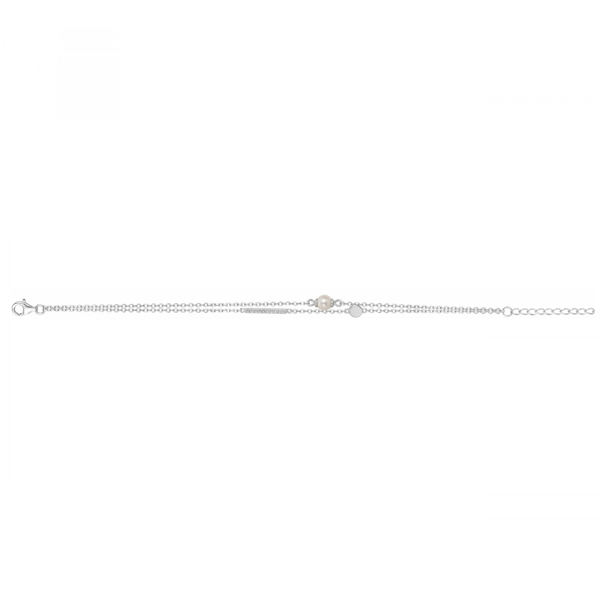 Bracelet souple mono-motif en Argent avec oxyde de zirconium blanc