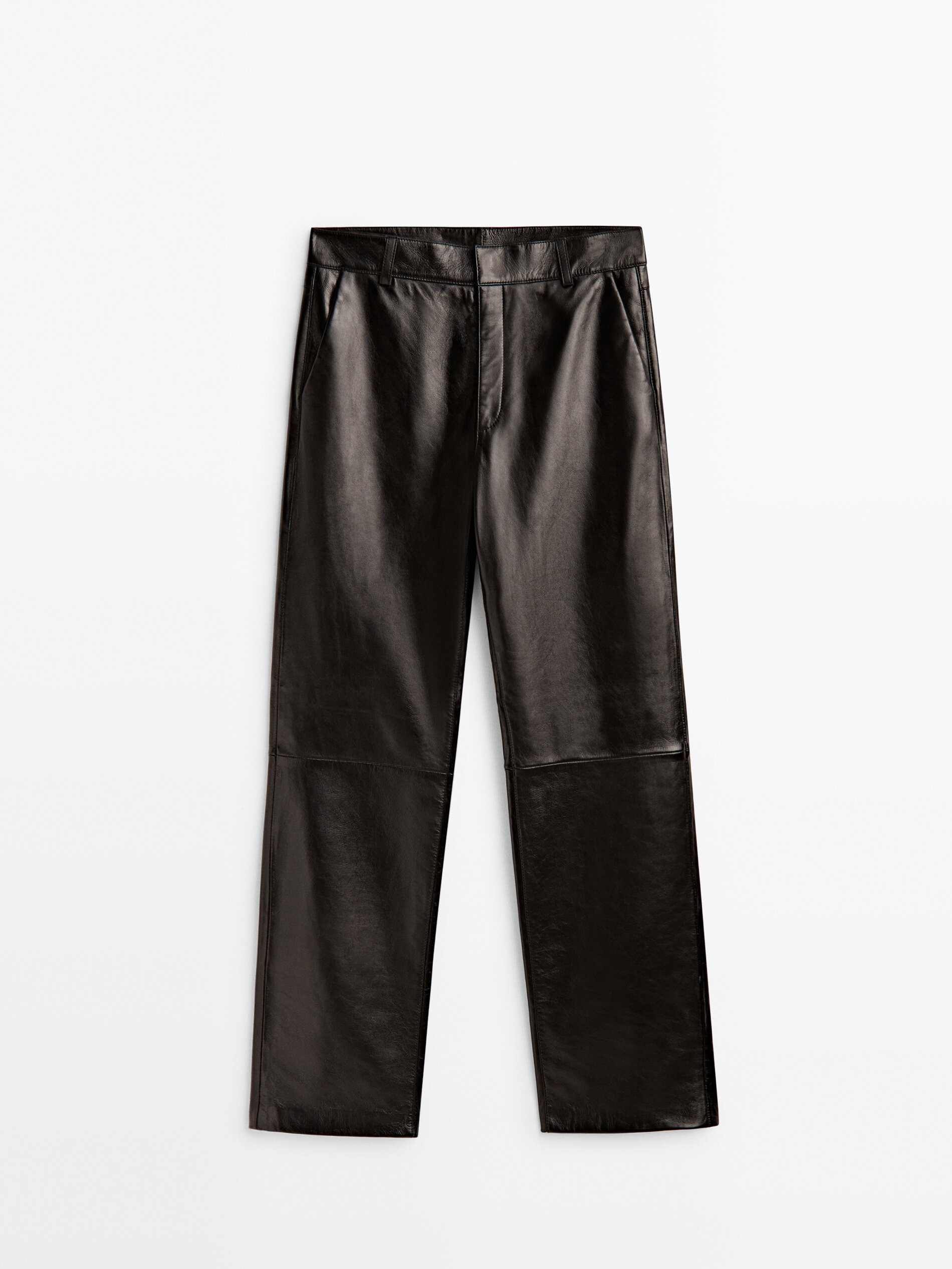 Calça pantalona preta pele napa - NEGRO