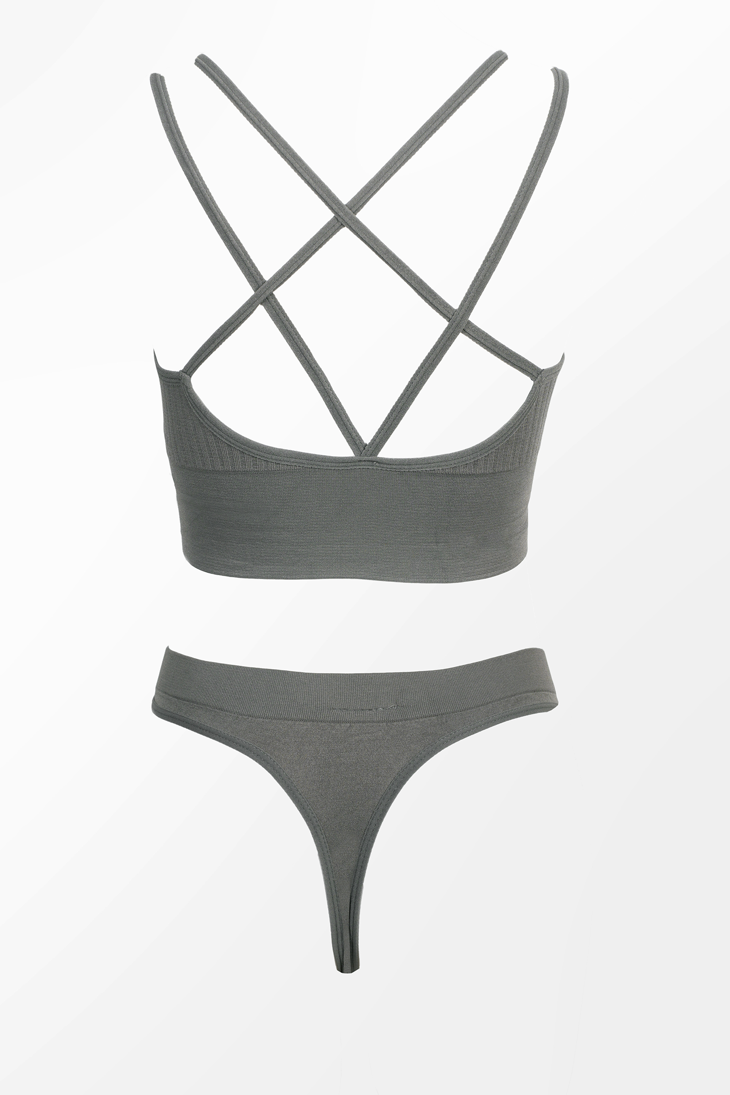 Sous-vêtement longline en tricot côtelé gris