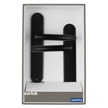Gamma deurkruk set Zurich ovaal blind schild zwart aluminium