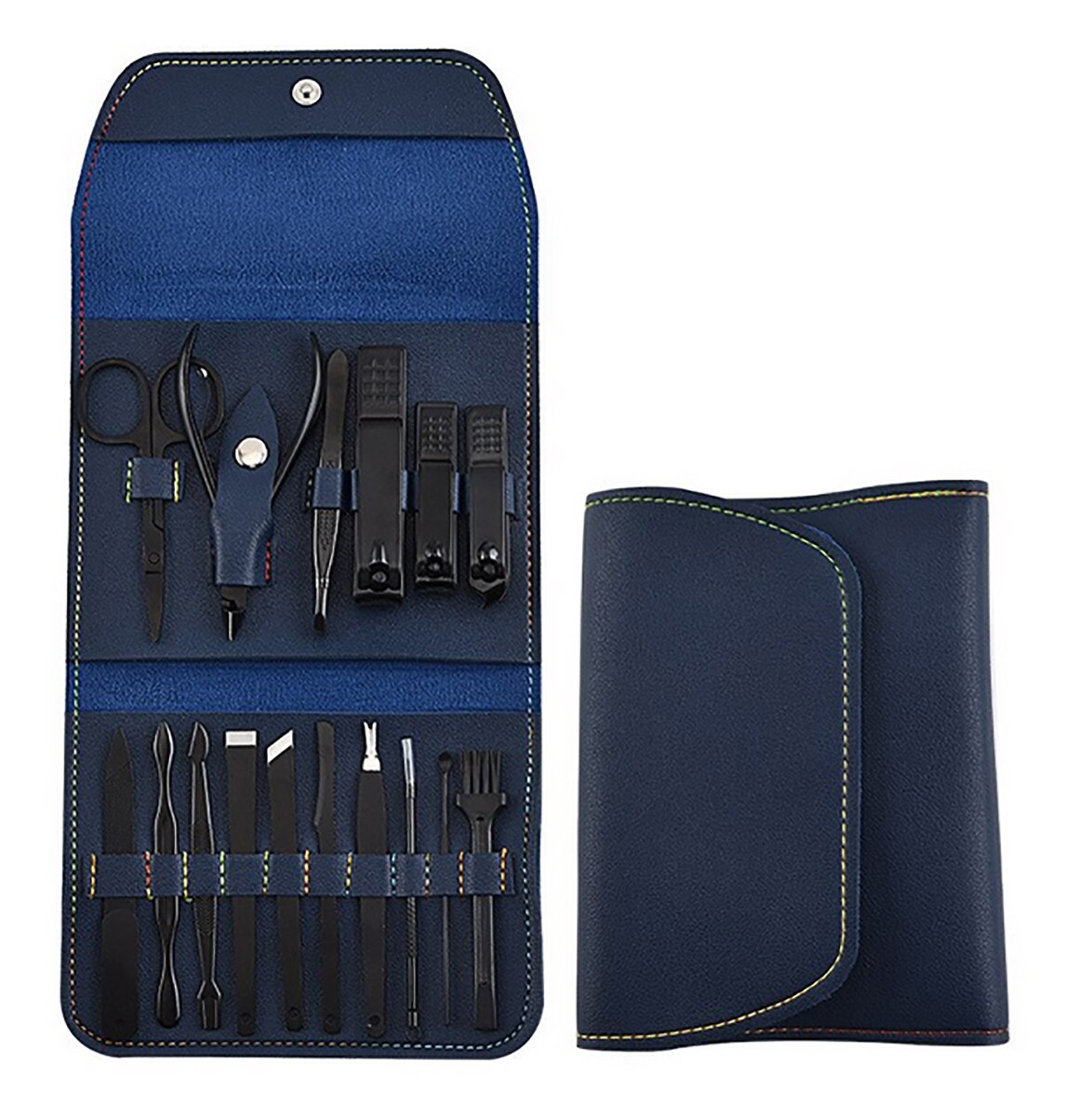 TPFBeauty Maniküre- & Pediküre-Set 16-teilig aus Kunstleder - Blau
