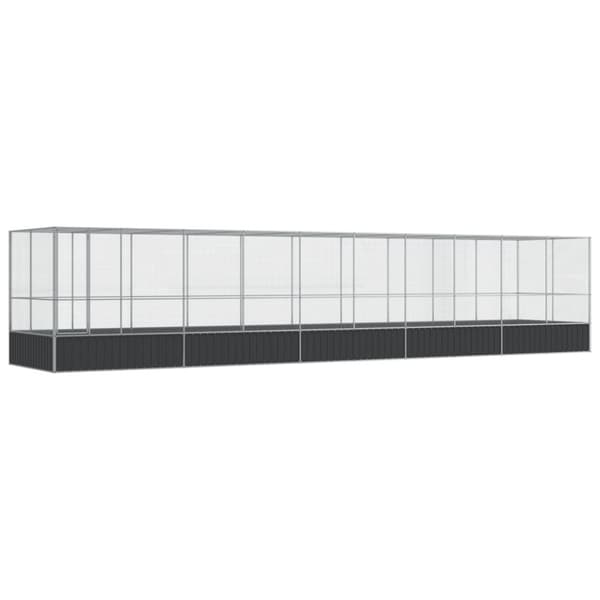 vidaXL Voliere med forlengelse sølv 1039x207x212 cm stål