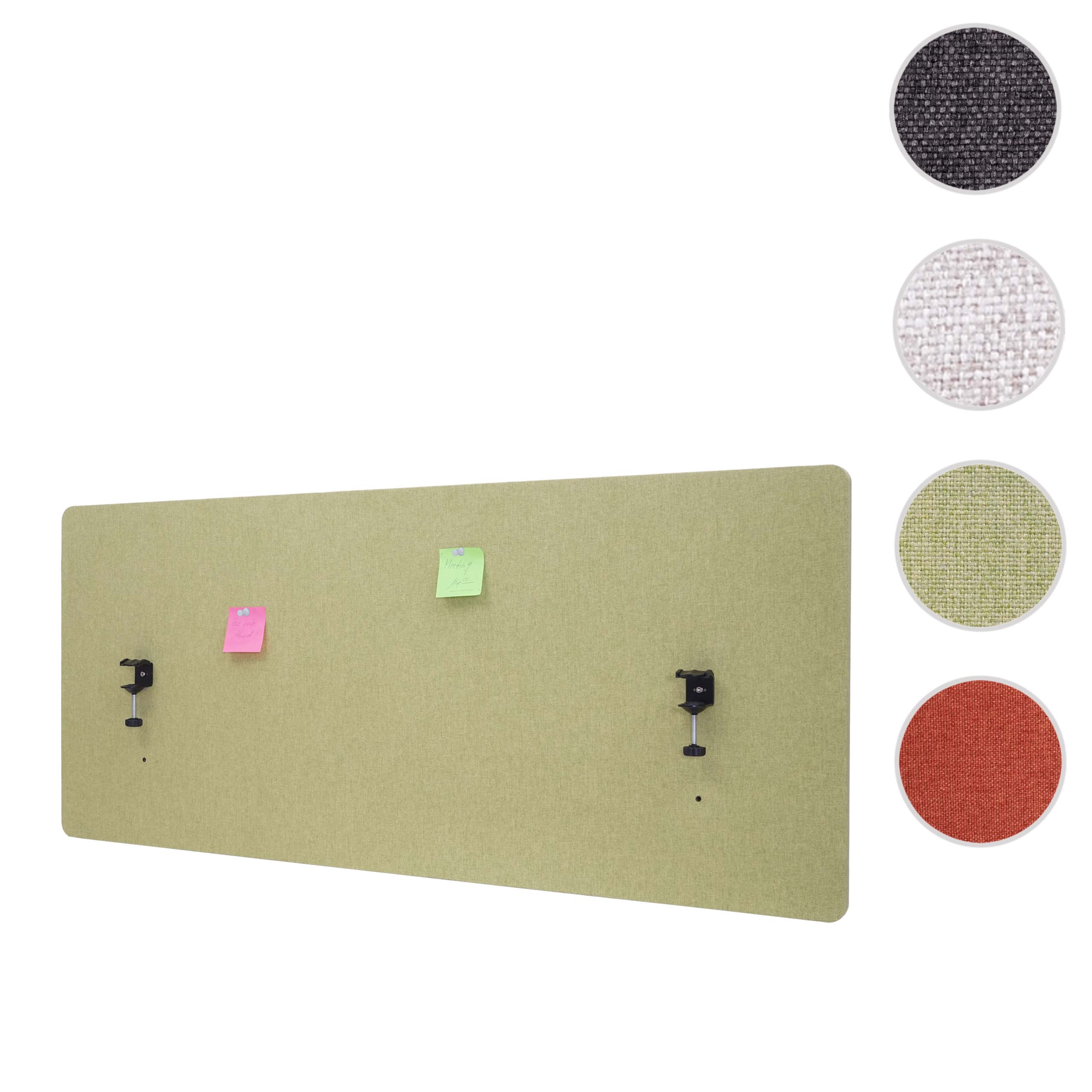 Akustik-Tischtrennwand MCW-G75, Büro-Sichtschutz Schreibtisch Pinnwand, doppelwandig Stoff/Textil ~ 60x140cm grün