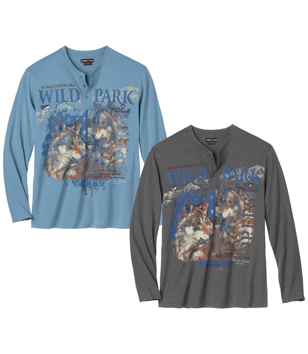 Lot de 2 Tee-Shirts Col Tunisien Wild Park