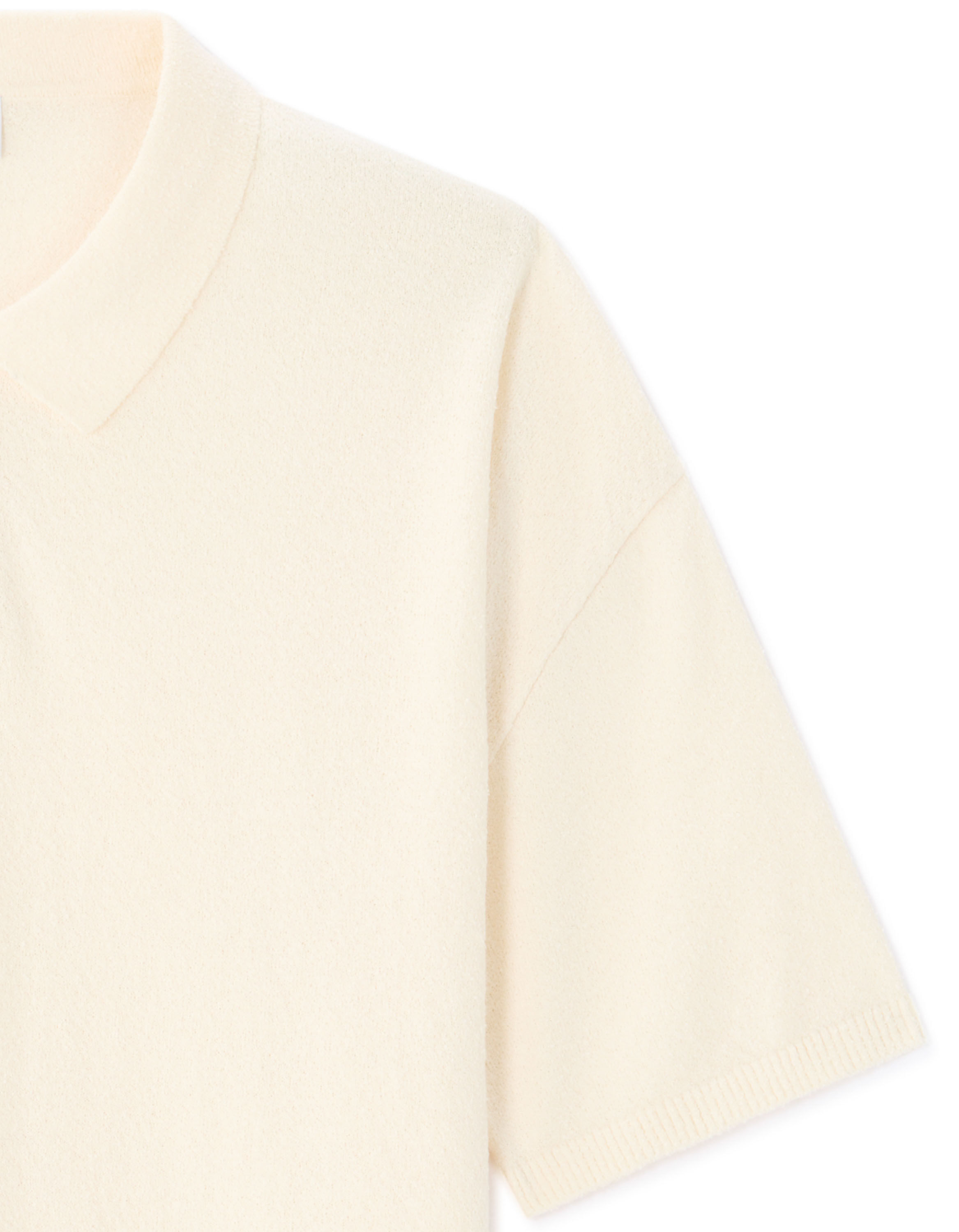 Polo boxy en maille bouclette - écru