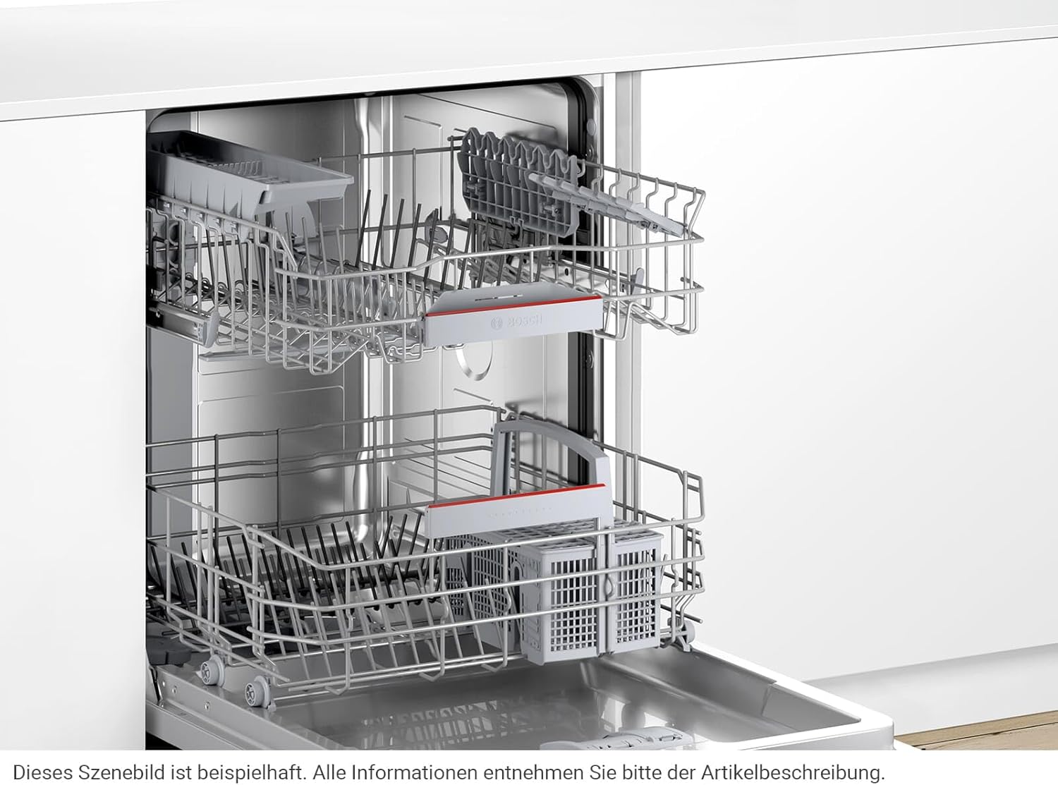 Bosch SMI4EAS28E Serie 4, Smarter Geschirrspüler Teilintegriert 60 cm, Besteckkorb, Spülmaschine Made in Germany, besonders leise, Extra Trocknen, SpeedPerfect Plus, Programmassistent, Edelstahl