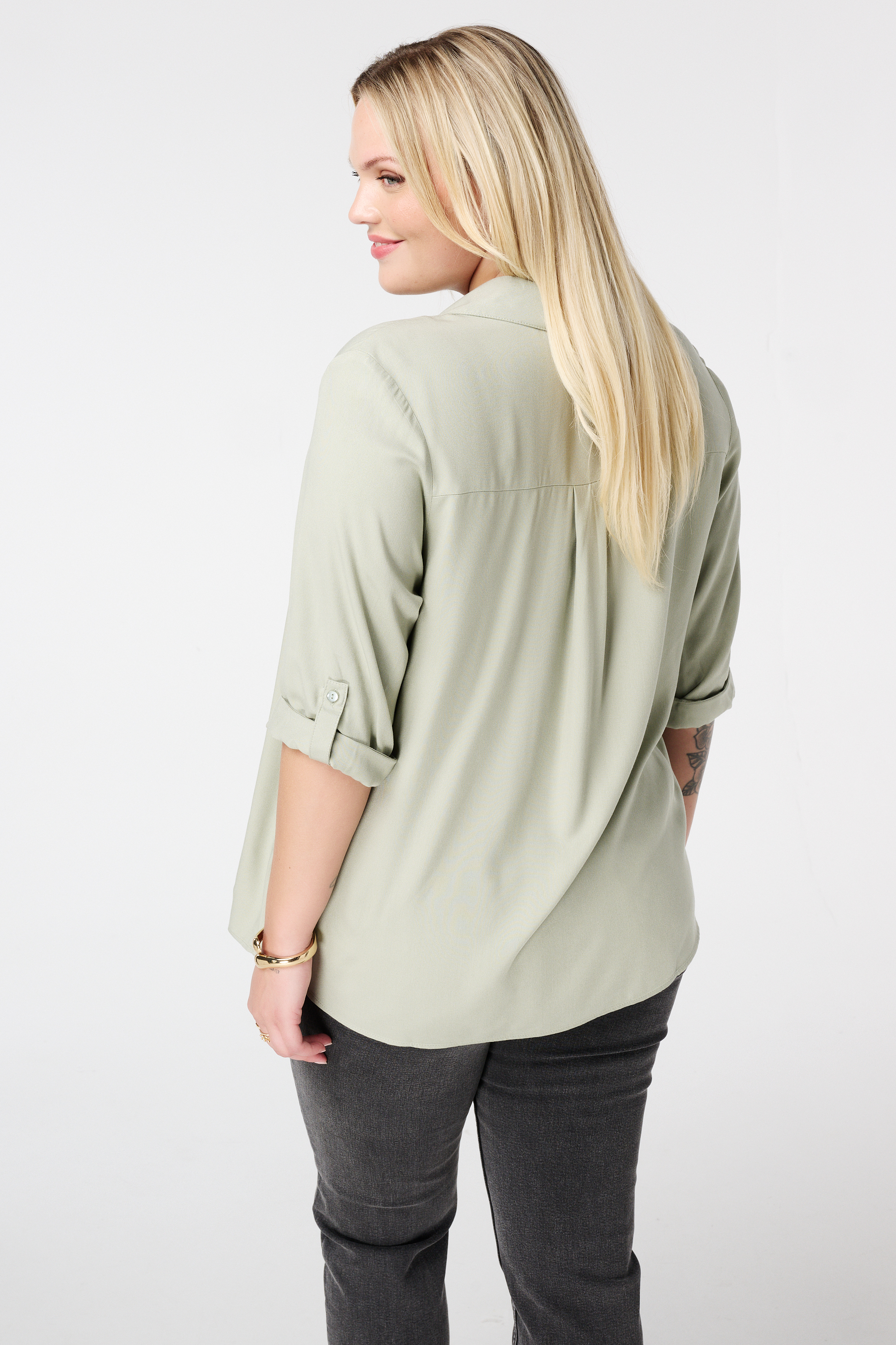 Blouse met opgerolde mouwen Mint