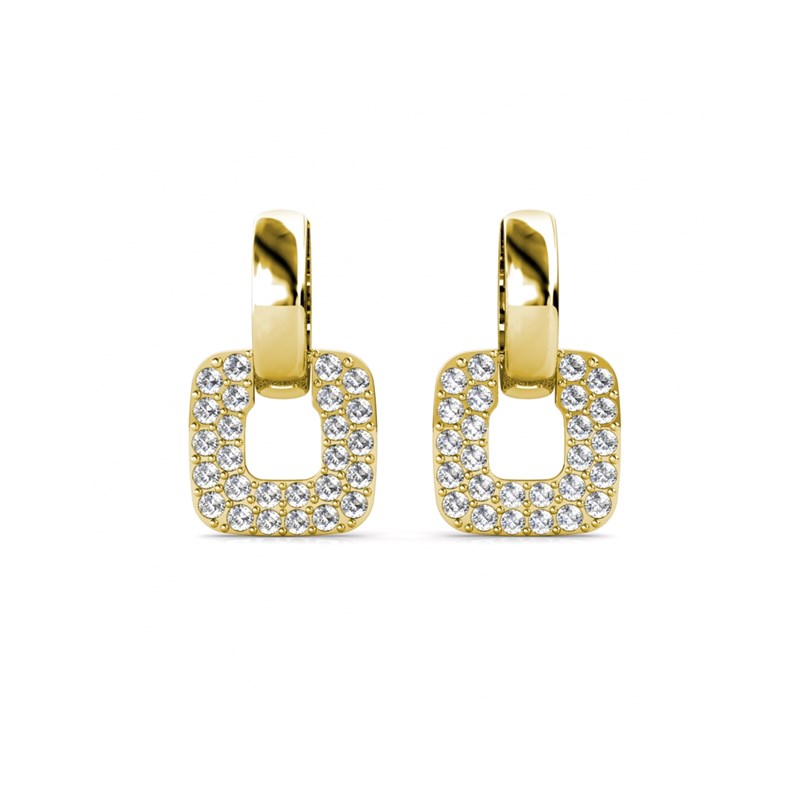 Boucles d'oreilles Classic Square - Doré et Cristal
