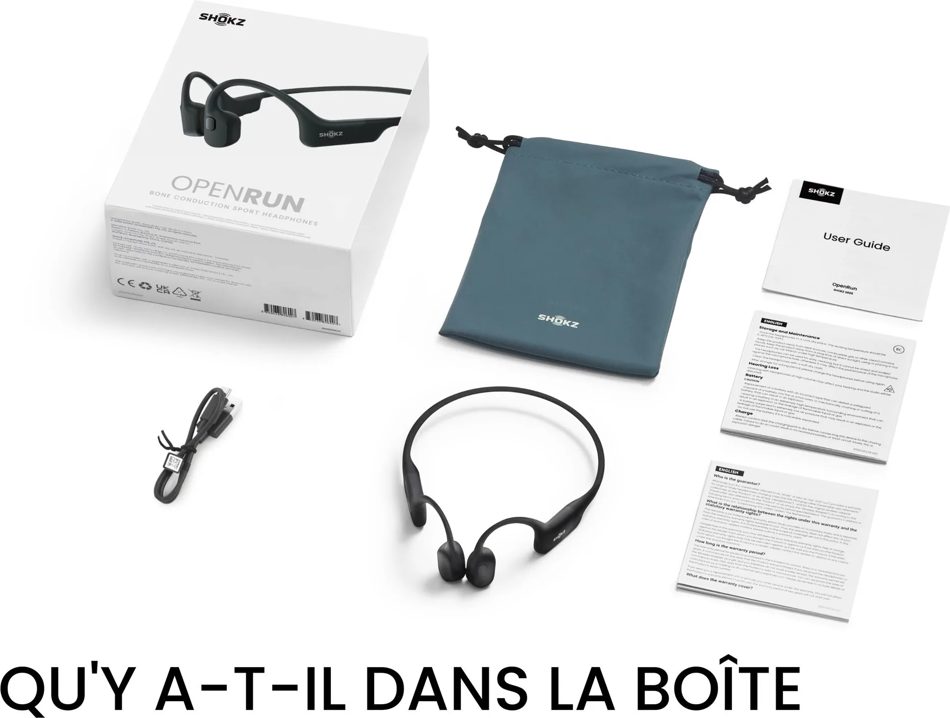 Shokz Open Run Noir (USB-C) Écouteurs Bluetooth