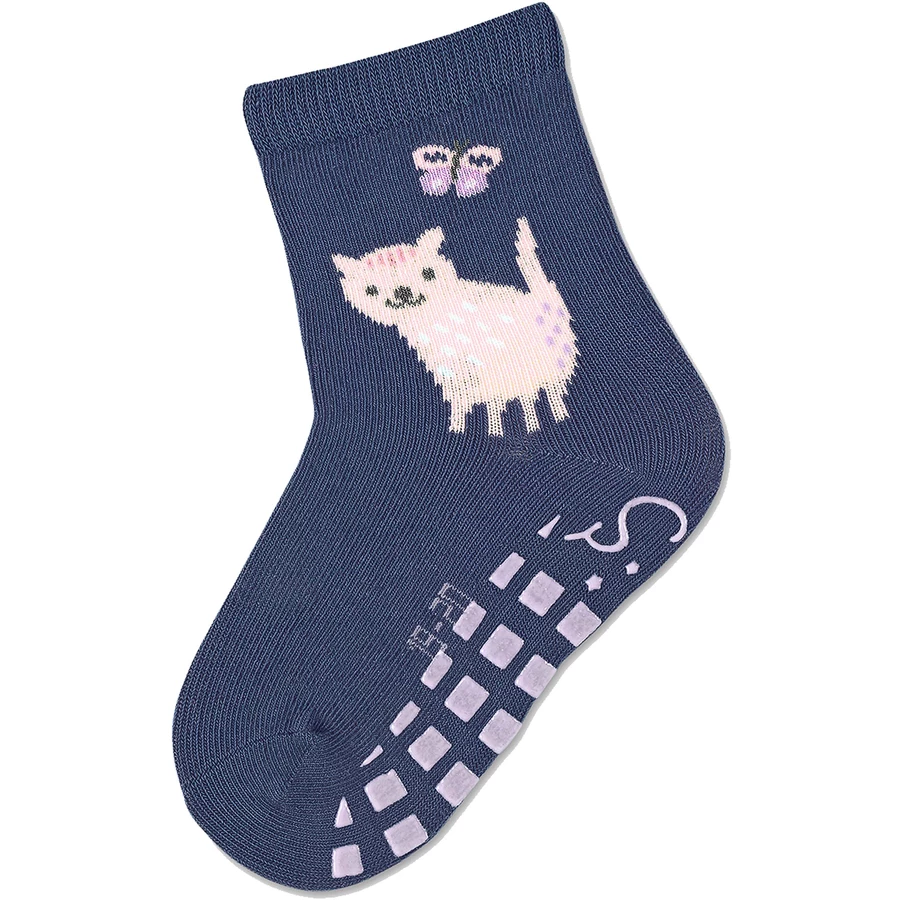 Sterntaler ABS-Söckchen Doppelpack Katze und Blumen blau