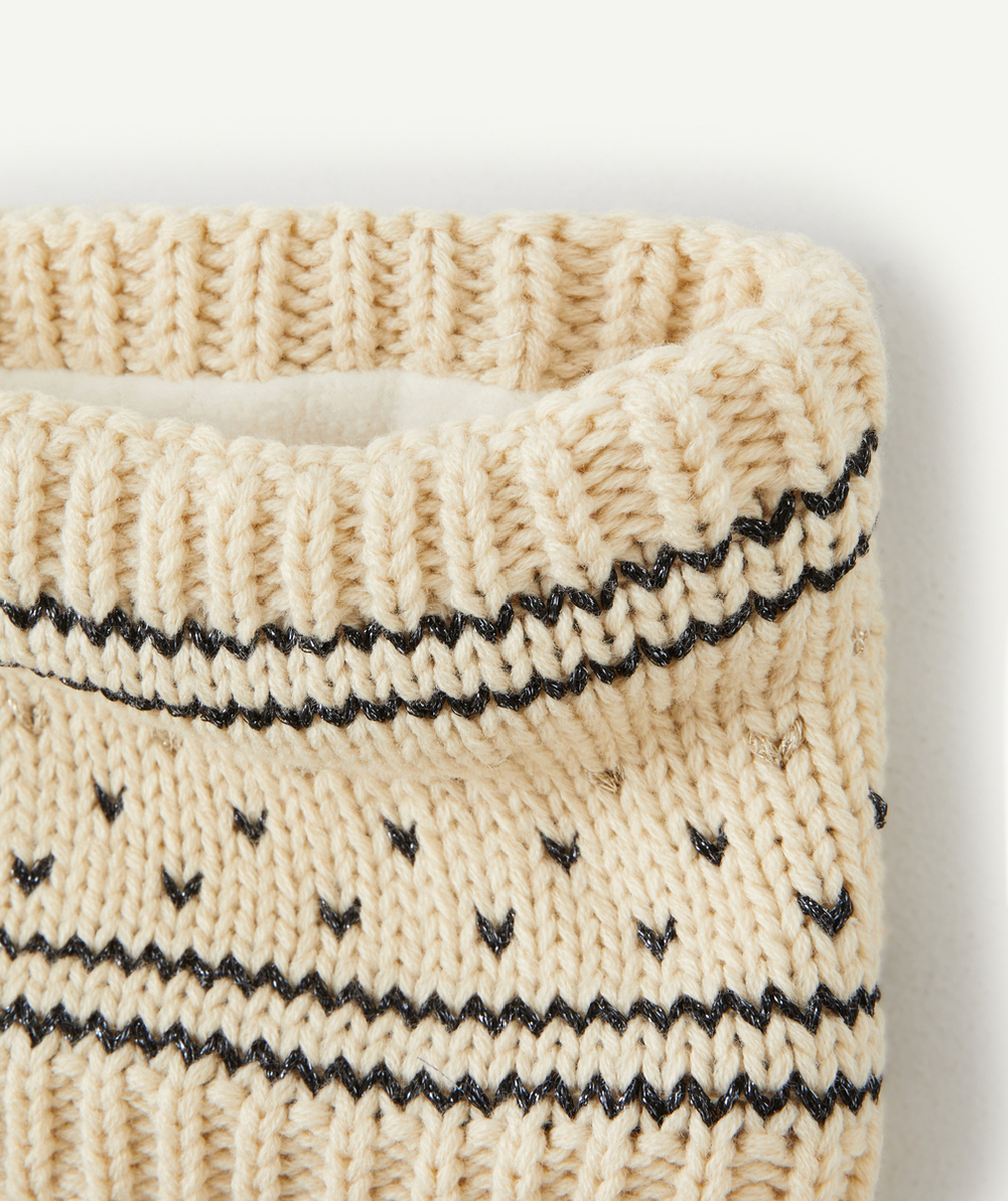 SNOOD MAILLE BÉBÉ FILLE EN FIBRES RECYCLÉES BEIGE AUX DÉTAILS PAILLETÉS