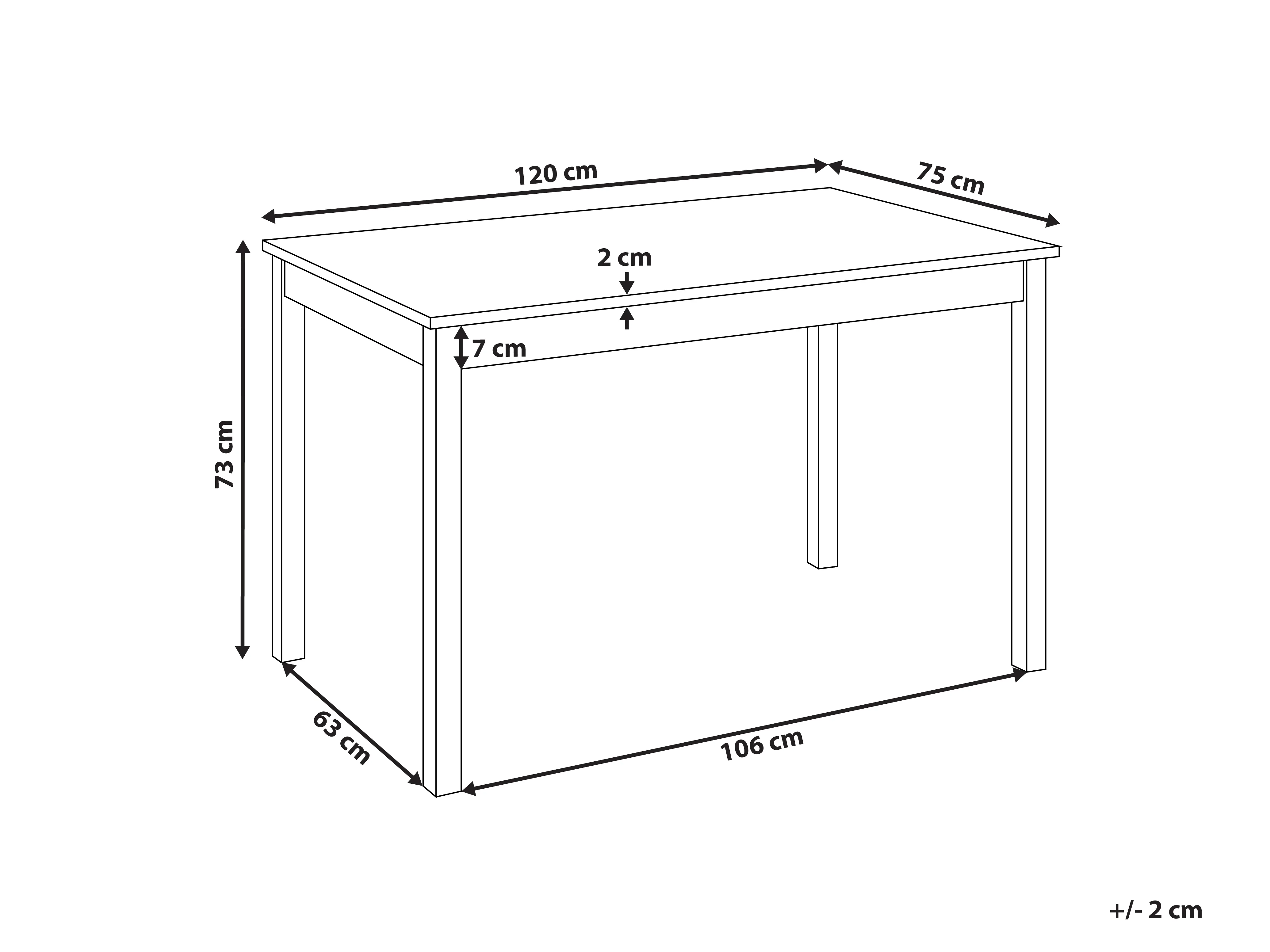Eettafel BARLEE Wit 75 cm Populierenhout 120 cm
