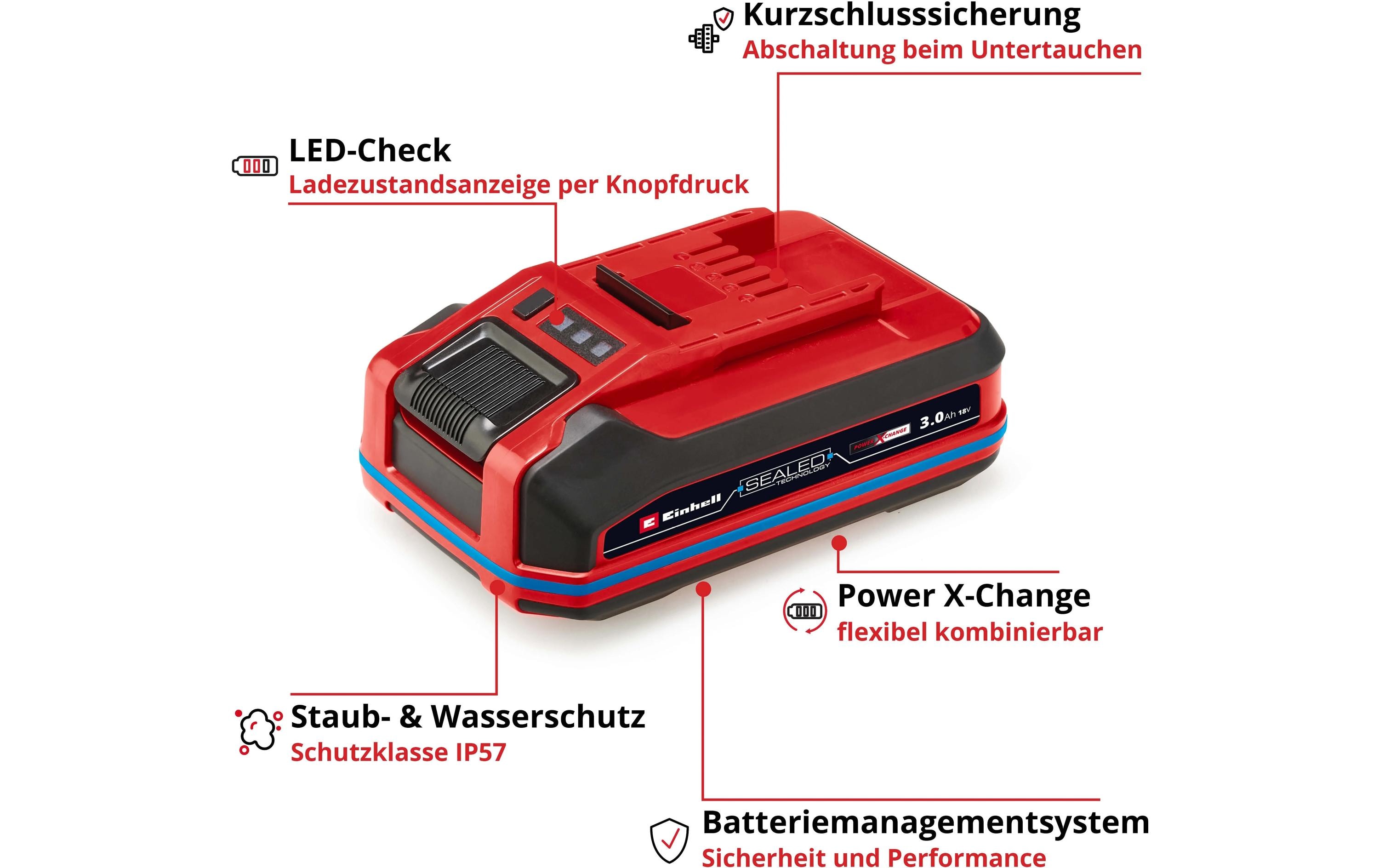 Akku 18 V 3.0Ah SEALED PXC Plus A1Universell einsetzbarer Akku für die gesamte Einhell PXC-Produktfamilie