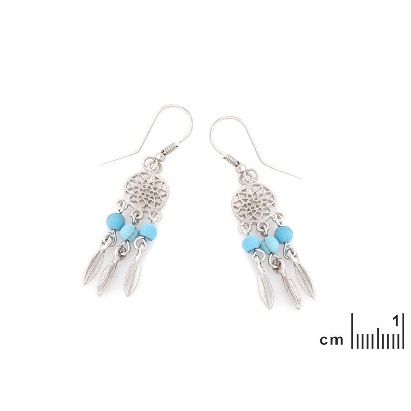 BOUCLES D'OREILLES TURQUOISE ARGENT