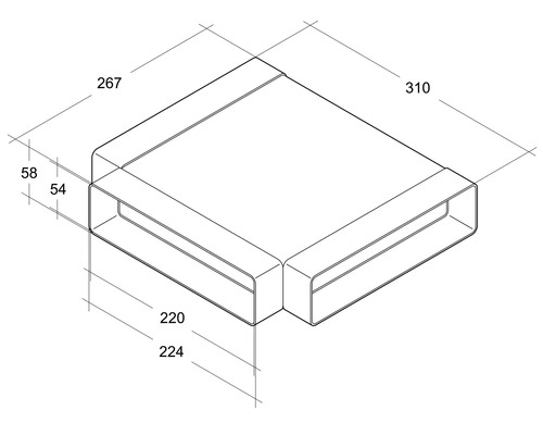 Vlak kanaal T-stuk Rotheigner wit 220x54 mm