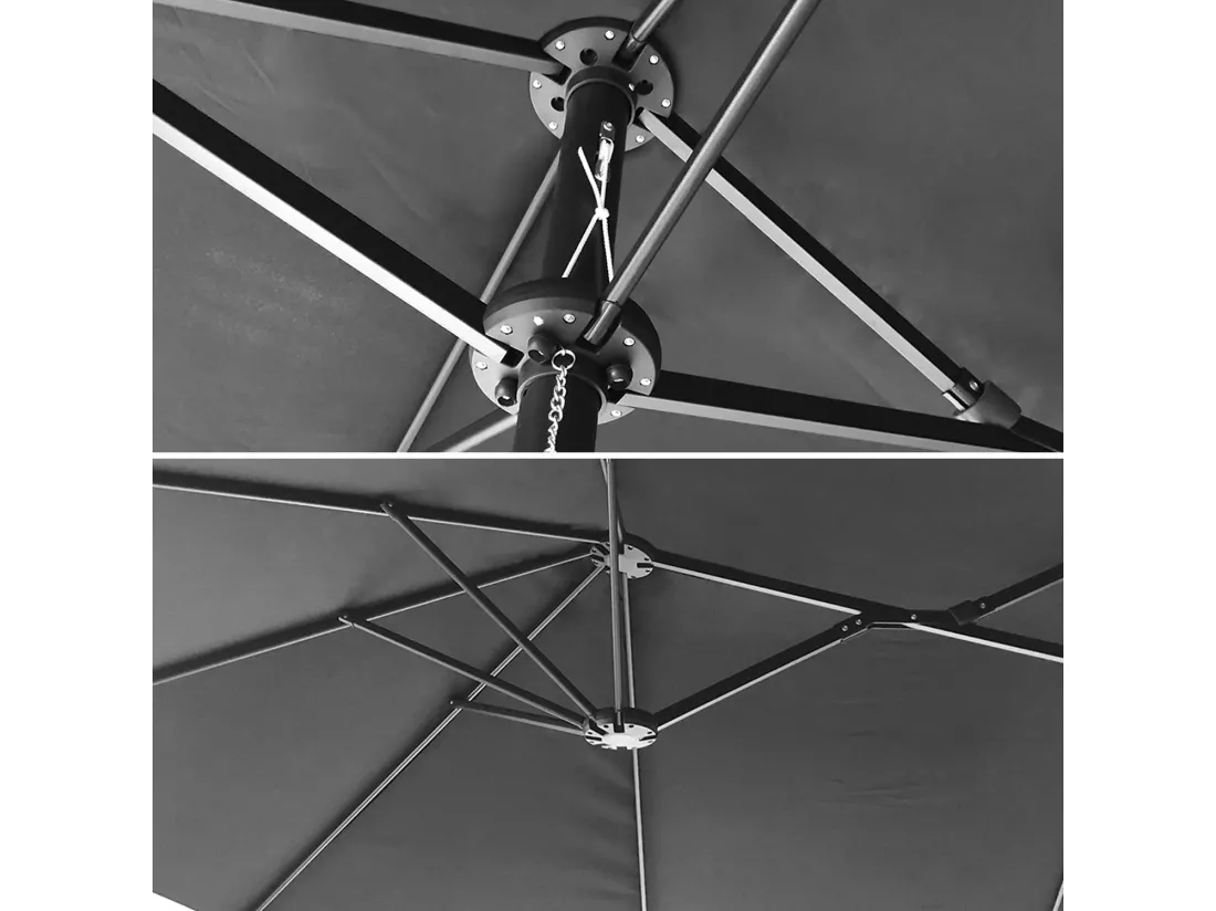 Parasol double 2x4m LINAI gris - HAPPY GARDEN