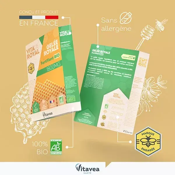 Vitavea Vita'Royal Geleia Real Fortificante Orgânica - Pacote com 3 ampolas de 10 unidades cada