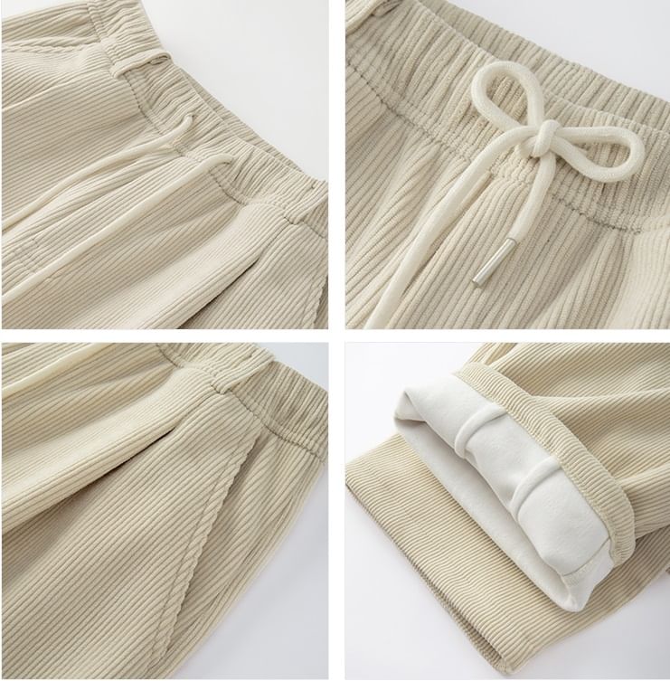 evanesce - Corduroy broek met trekkoord in de taille en wijde pijpen