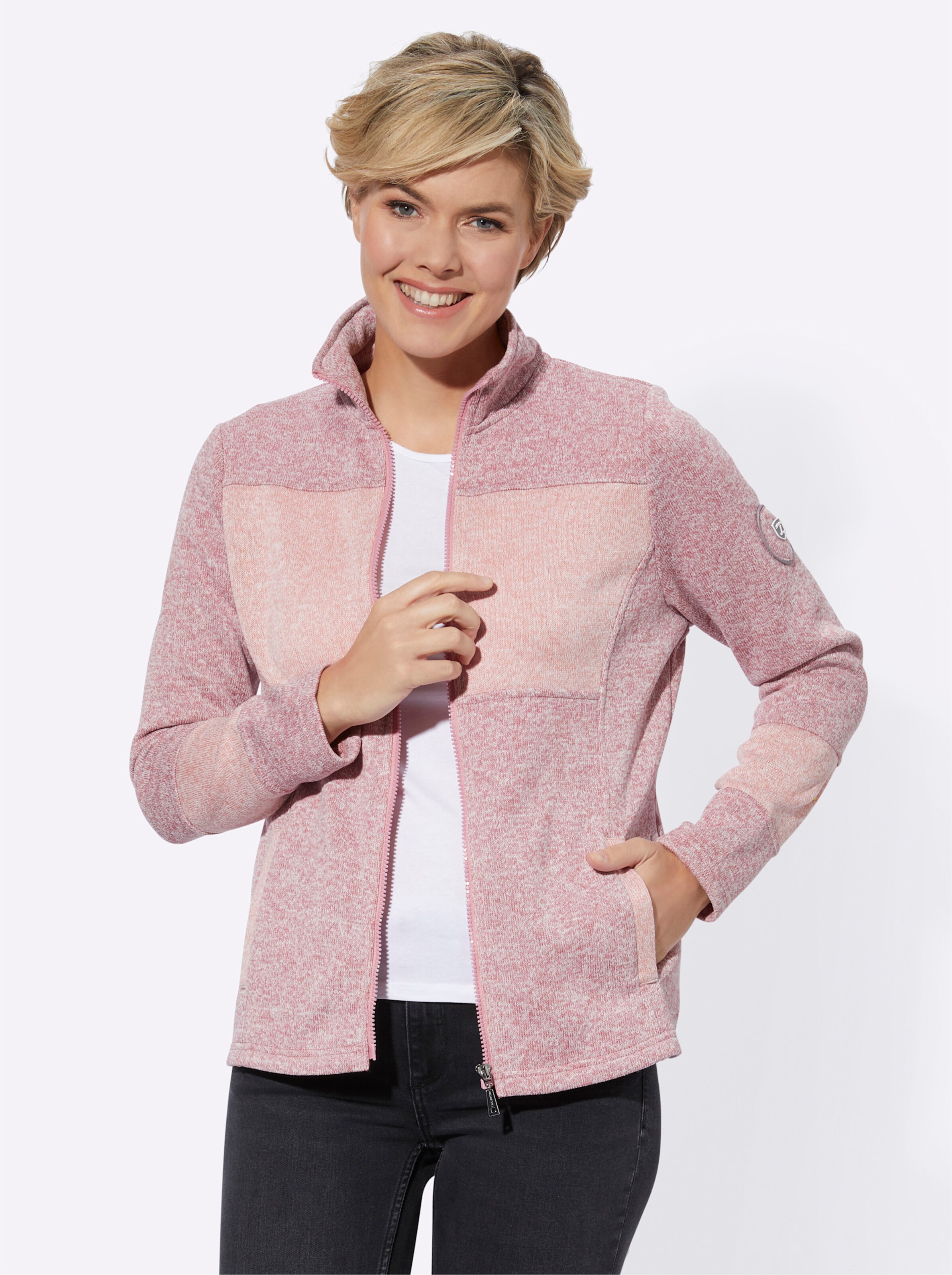 Strickfleece-Jacke in altrosa