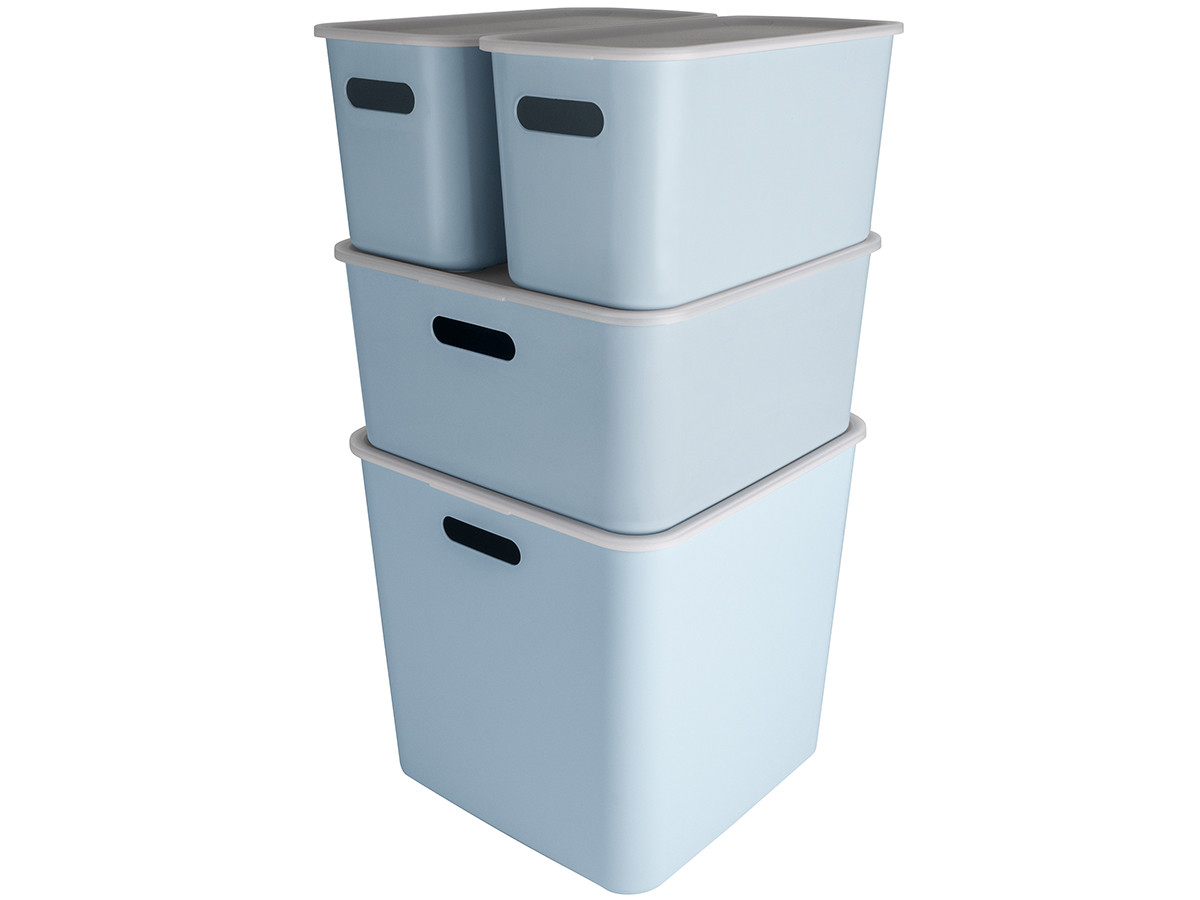Sunware sigma home set van 4 cube boxen met deksel - blue