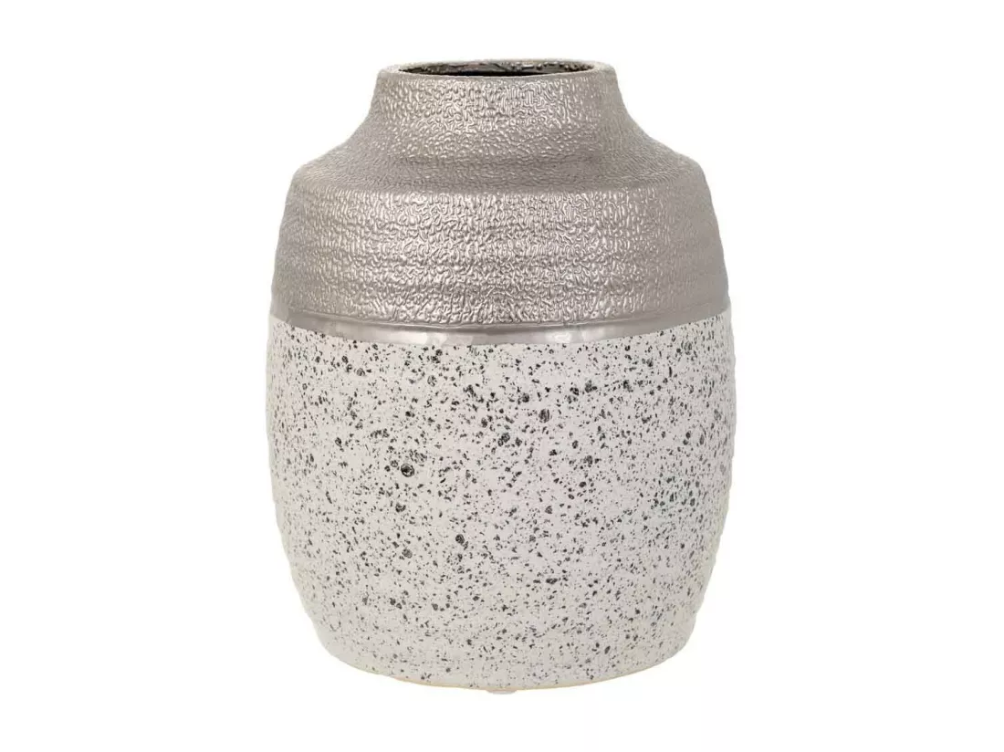 Vase en céramique argentée 16x16x20h
