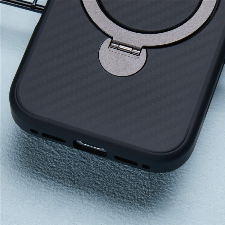 iPhone 16 Pro MagSafe Hybrid Hülle mit TPU Bumper im Carbon Look   Kickstand - Schwarz