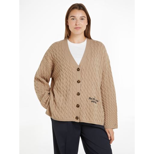 Tommy Hilfiger Wool Blend Cable Cardigan, Beige, XS/S
