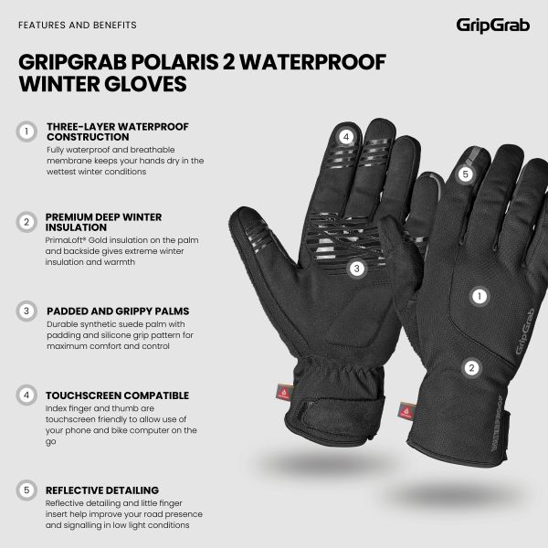 GripGrab Polaris 2 Vinter Cykelhandsker, Black