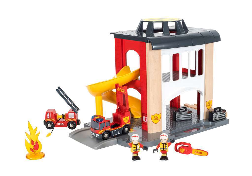 BRIO Spiel Große Feuerwehr-Station mit Einsatzfahrzeug