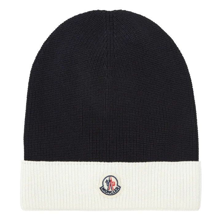 Moncler Bonnet Logo en Tricot | Bleu nuit
