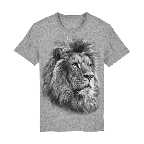 Camiseta Ralf Nature com estampa monocromática de leão cinza
